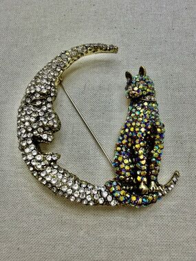 Daus Style Cat and the Moon brooch #2CA